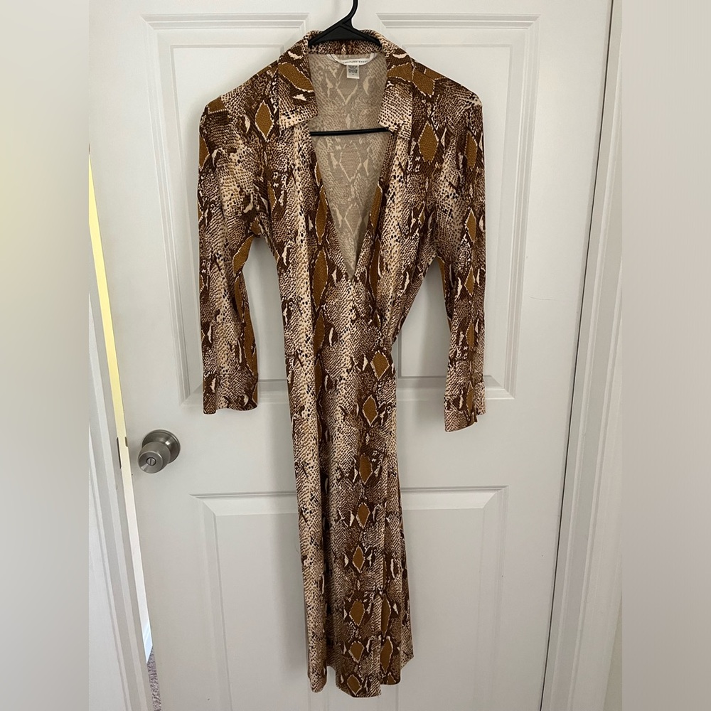 Diane Von Furstenberg Brown Snake Print Dress